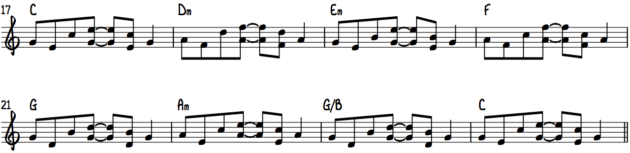 STEP 2—Applying the "Elton" pattern for every chord in C Major