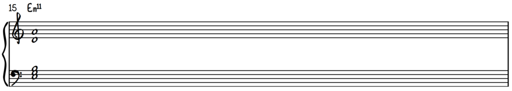 Em11 chord on piano