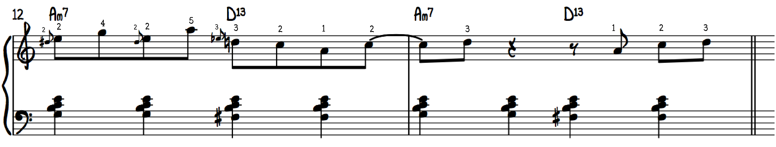 Jazz Piano Grips combining lower position and upper position