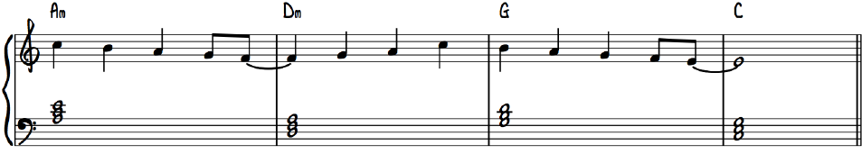 Step 2 Example of Jazz Melody with Major and Minor Chords