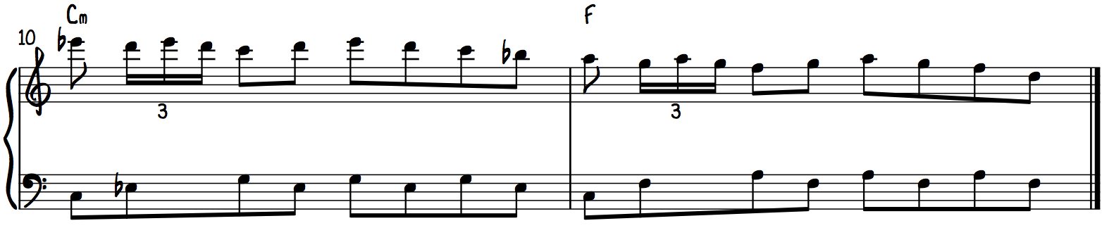 C-dorische Improvisationslinie mit Drehungen