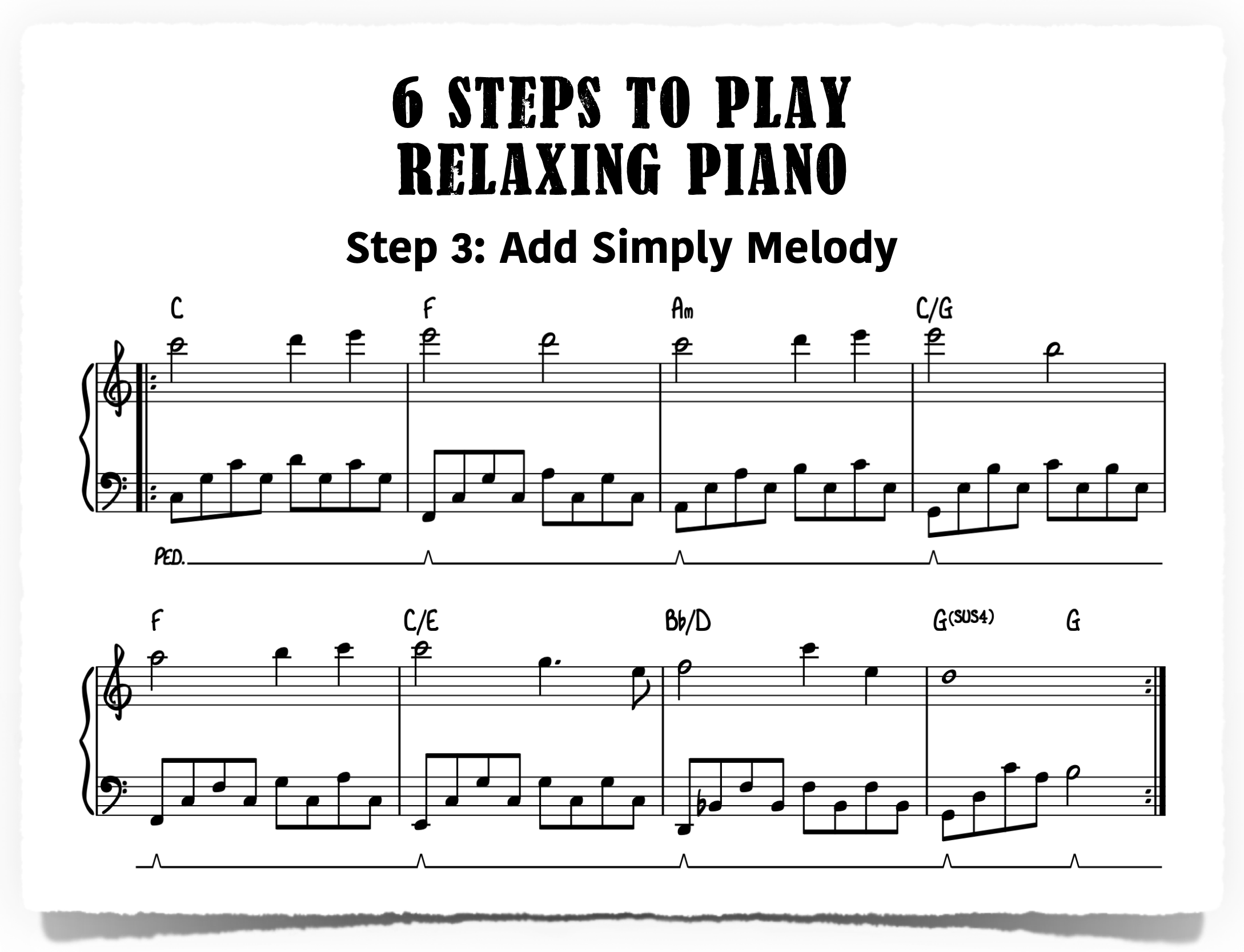 Calm down piano notes easy