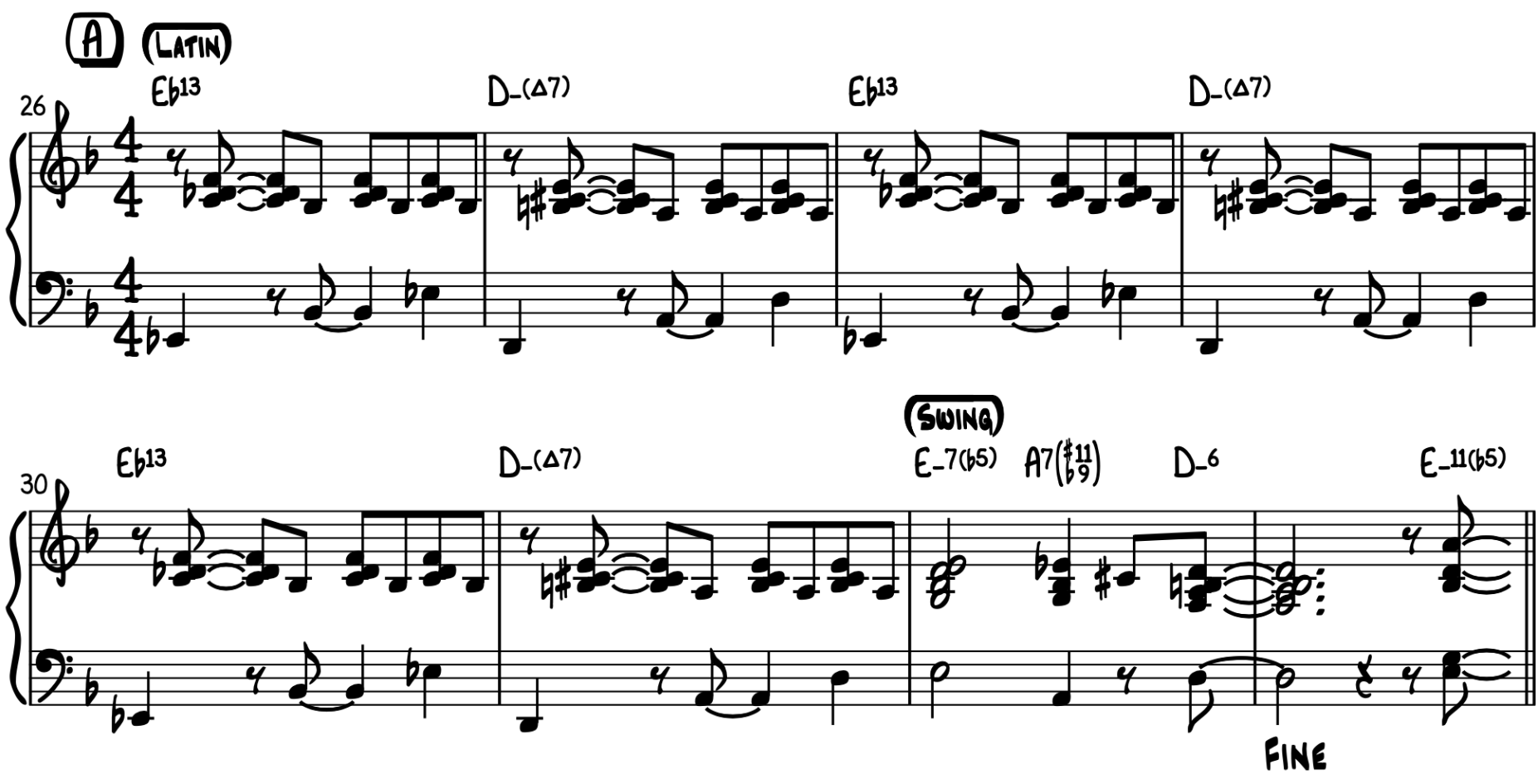 Dizzy Gillespie - A Night In Tunisia - Piano Sheet Music - A' Section