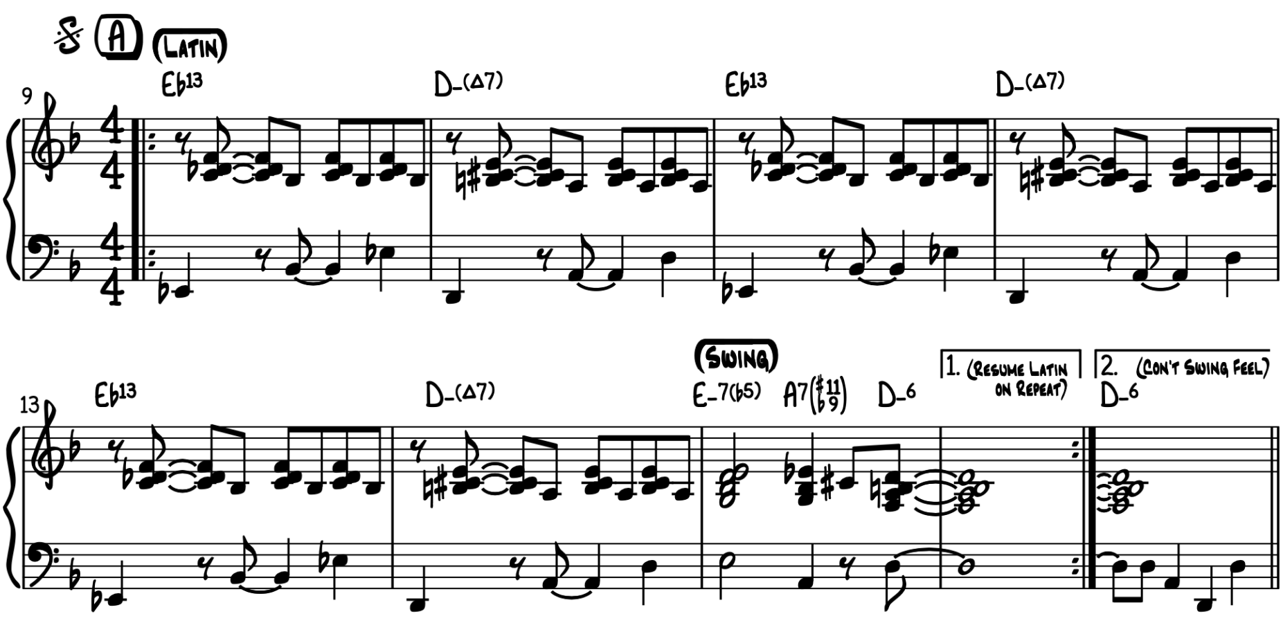 Dizzy Gillespie - A Night In Tunisia - Piano Sheet Music - A Section