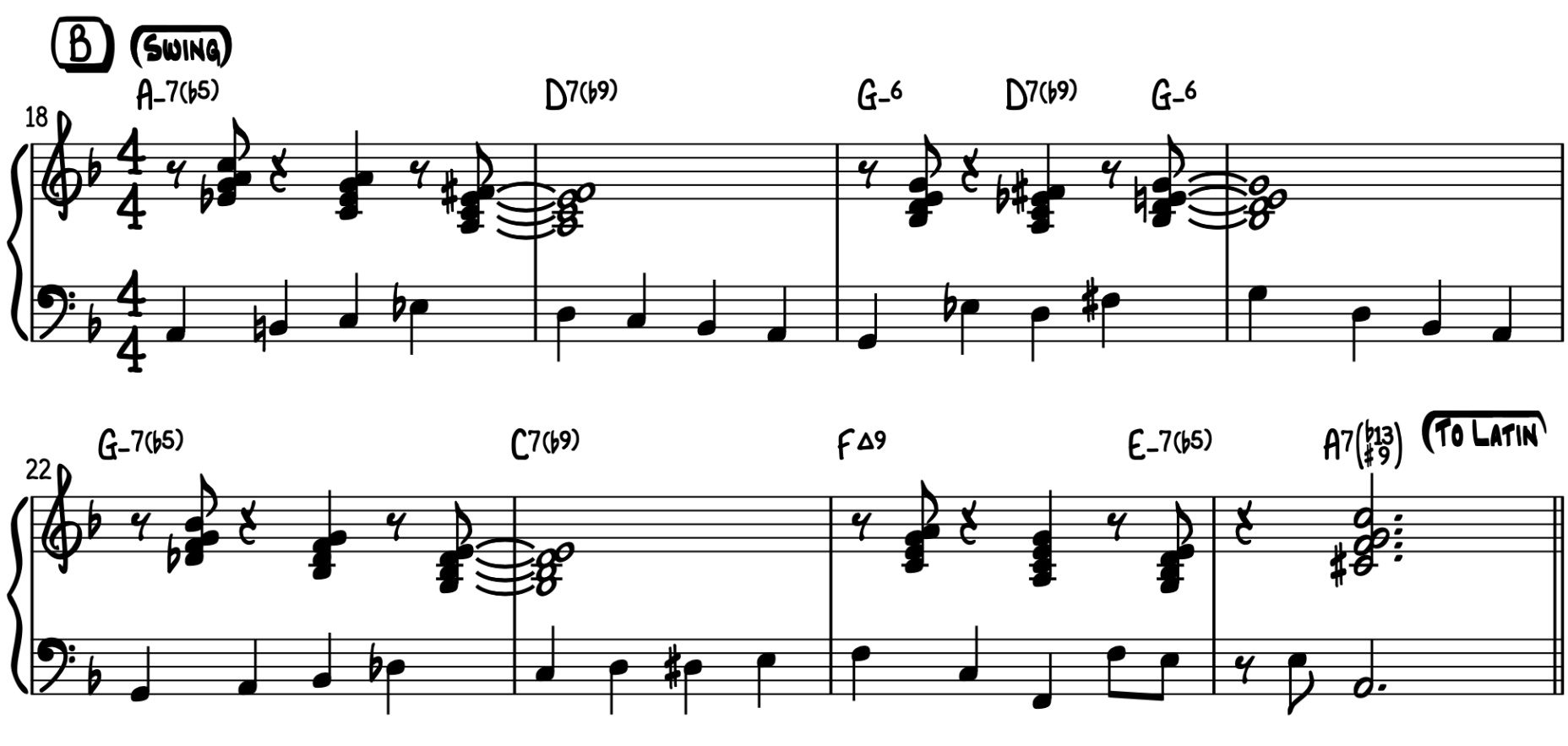 Dizzy Gillespie - A Night In Tunisia - Piano Sheet Music - B Section