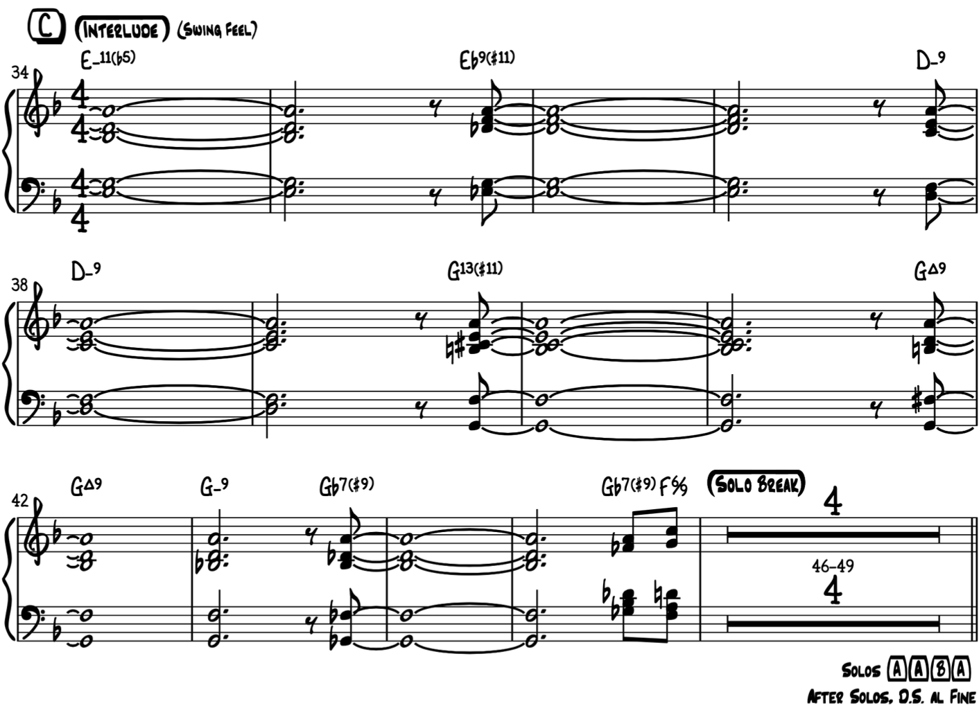 Dizzy Gillespie - A Night In Tunisia - Piano Sheet Music - Interlude