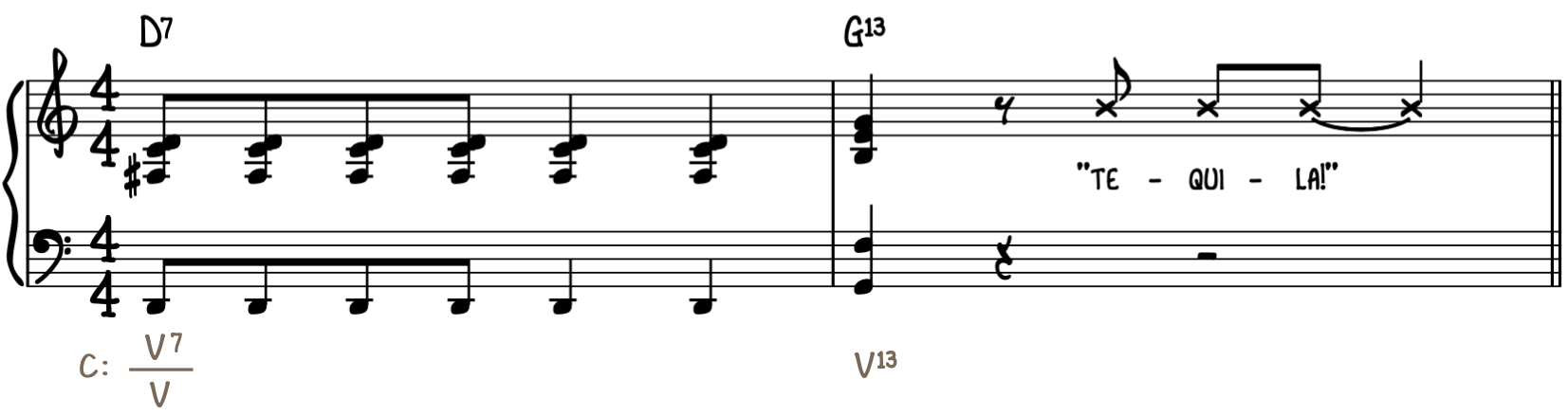 Secondary Dominant V of V Song Example - Tequila